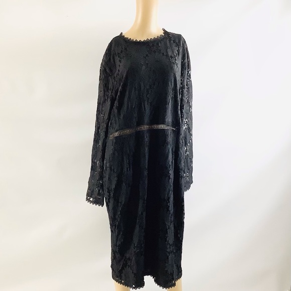 Boohoo Plus Lace Midi Dress US Size 22 Black Longsleeve Women Occasion Party New - Picture 1 of 13